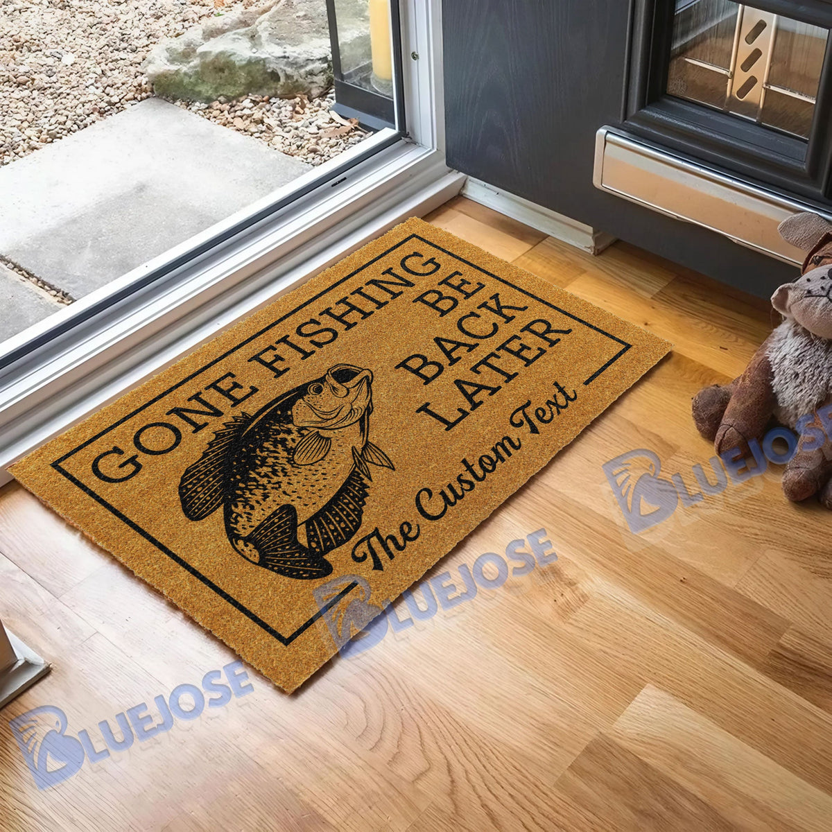 BlueJose Gone Fishing Be Back Later Crappie Fishing Custom Name Coir Doormat