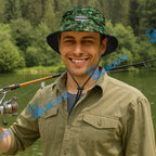 BlueJose Crappie Fish Pattern Custom Name Bucket Hat