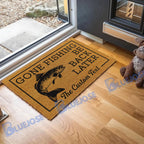 BlueJose Gone Fishing Be Back Later Trout Fishing Custom Name Coir Doormat