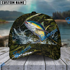 BlueJose Fishing Woodland Camouflage Water Splash Personalized Name Classic 3D Cap (13 Breeds)