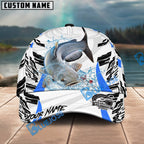 BlueJose Fishing White Black Curve Pattern Design Personalized Cap (13 Breeds)