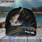 BlueJose Fishing Reaper Dark American Flag Personalized Name Classic 3D Cap (13 Breeds)