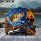 BlueJose Fishing Blue Sunset Ocean Camo Personalized Name Classic 3D Cap (13 Breeds)