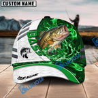 BlueJose Fishing White Green Lava Sport Personalized Name Classic 3D Cap Personalized Cap (13 Breeds)