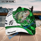 BlueJose Fishing White Green Lava Sport Personalized Name Classic 3D Cap Personalized Cap (13 Breeds)