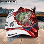 BlueJose Fishing White Red Lava Sport Personalized Name Classic 3D Cap Personalized Cap (13 Breeds)