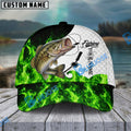 BlueJose Fishing Water Green Flame White Scale Personalized Name Classic 3D Cap (13 Breeds)