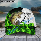 BlueJose Fishing Water Green Flame White Scale Personalized Name Classic 3D Cap (13 Breeds)