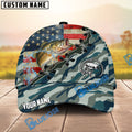 BlueJose Fishing American Flag Blue Camouflage Personalized Name Classic 3D Cap (13 Breeds)