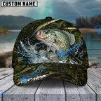 BlueJose Fishing Woodland Camouflage Water Splash Personalized Name Classic 3D Cap (13 Breeds)