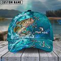 BlueJose Fishing Aqua Camouflage Lace Up Personalized Name Classic 3D Cap (13 Breeds)