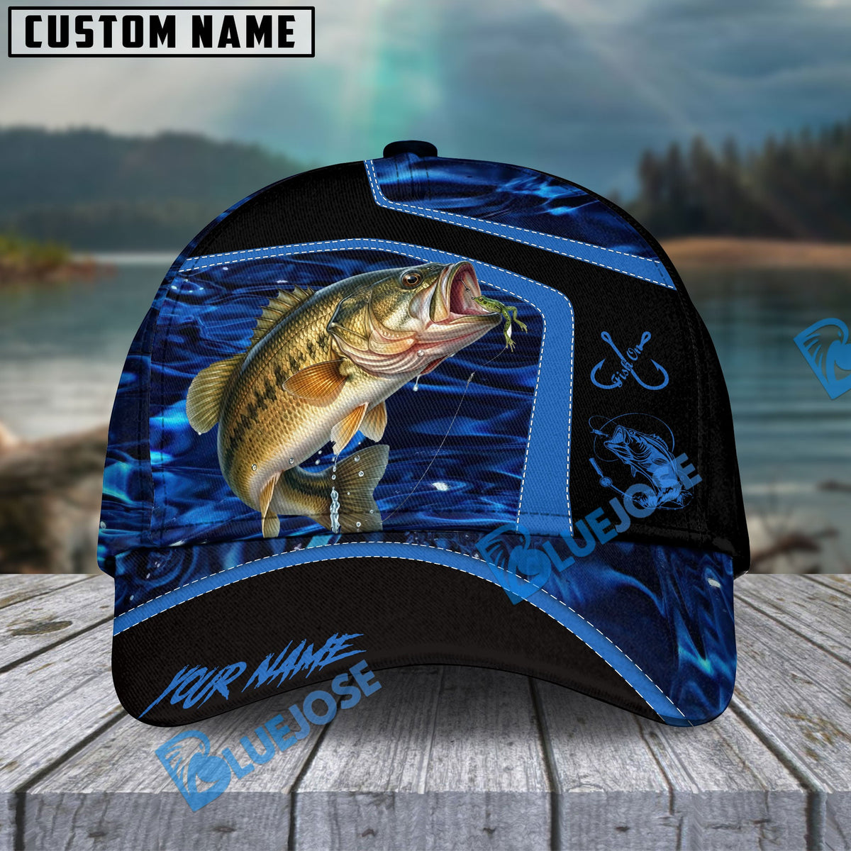 BlueJose Fishing Blue Water Outdoor Personalized Name Classic 3D Cap (13 Breeds)