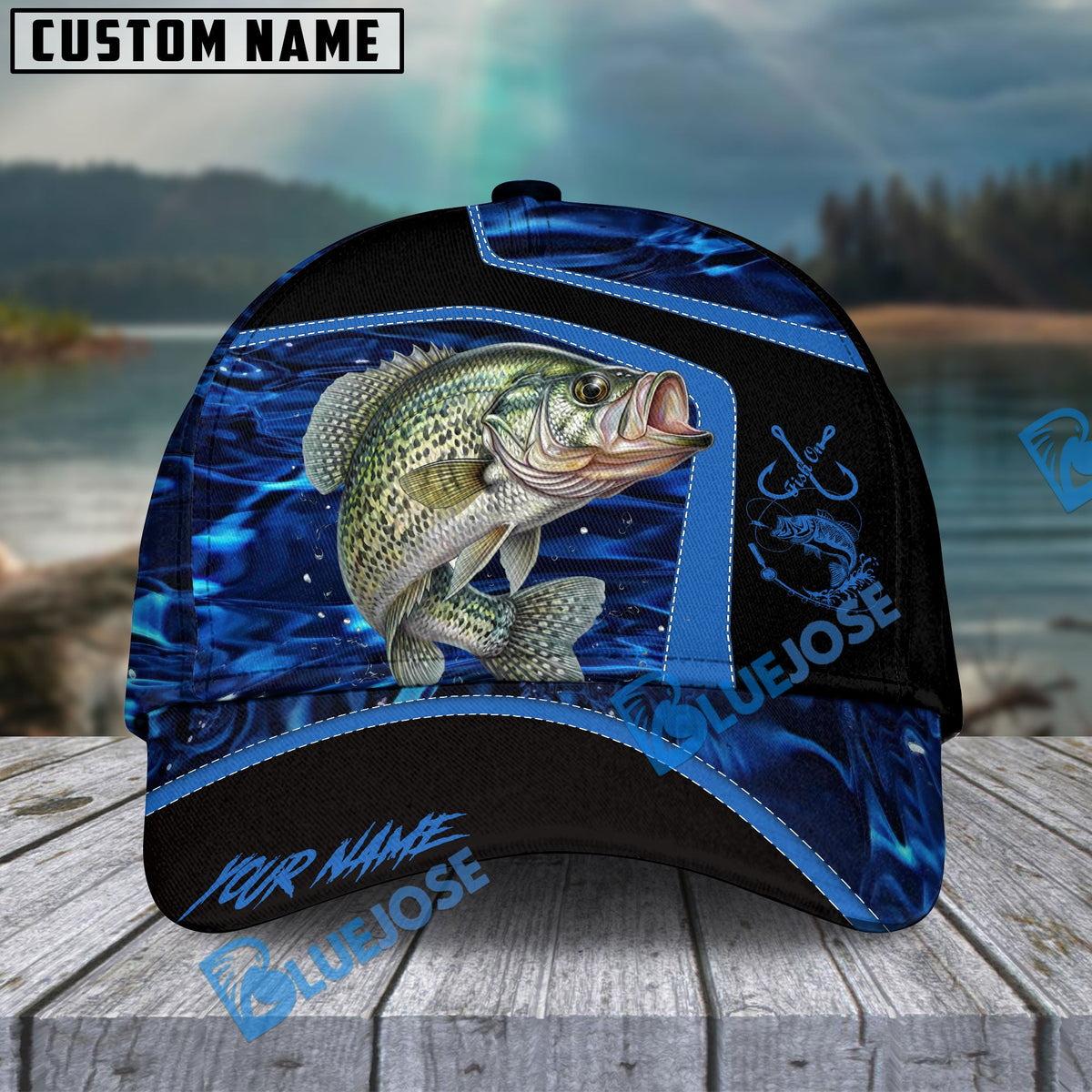 BlueJose Fishing Blue Water Outdoor Personalized Name Classic 3D Cap (13 Breeds)