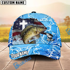 BlueJose Fishing Christian Cross Outdoorsman American Personalized Name Classic 3D Cap (13 Breeds)