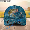 BlueJose Fishing Ocean Blue Underwater Texture Personalized Name Classic 3D Cap (13 Breeds)