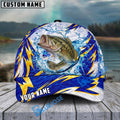 BlueJose Fishing Lightning Splash Blue Pattern Personalized Name Classic 3D Cap Personalized Cap (13 Breeds)