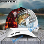 BlueJose Fishing Red Flame With Cross Pattern Personalized Cap (13 Breeds)