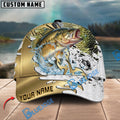 BlueJose Fishing Scale Pattern Gold Accent Water Splash Personalized Cap (13 Breeds)
