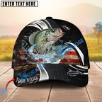 BlueJose Fishing American Flag Water Splash Graphic Personalized Cap (13 Breeds)