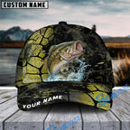 BlueJose Fishing Cracked Texture Gold Black Splash Graphic Personalized Cap (13 Breeds)