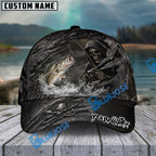 BlueJose Fishing Reaper Cracked Steel Skull Artwork Personalized Name Classic 3D Cap (13 Breeds)