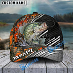BlueJose Fishing Orange Camo Graphic Personalized Name Classic 3D Cap (13 Breeds)