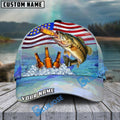 BlueJose Fishing American Flag Beer Personalized Cap (Bass, Walleye, Trout, Catfish, Crappie, Striped Bass, Salmon, Pike, Tuna, Marlin, Mahi-mahi)