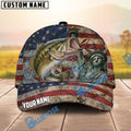 BlueJose Fishing Vintage USA Flag Statue Of Liberty Personalized Name Classic 3D Cap (13 Breeds)
