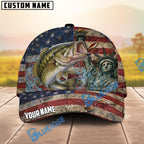 BlueJose Fishing Vintage USA Flag Statue Of Liberty Personalized Name Classic 3D Cap (13 Breeds)