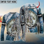BlueJose Striped Bass Fishing Skin Seawave Custom Name & Team Name 3D Shirts
