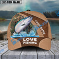 BlueJose Personalized Salmon Fishing Leather Pattern Classic 3D Cap