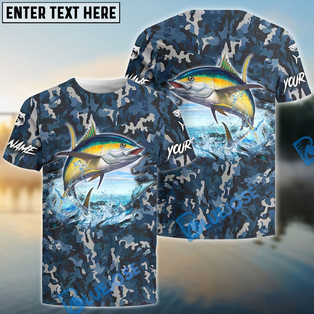 BlueJose Tuna Fishing Camouflage Custom Name Shirts
