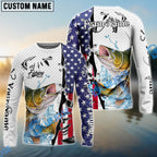 BlueJose Walleye Fishing American Flag Splash Custom Name & Team Name 3D Shirts