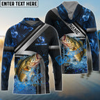 BlueJose Bass Fishing Ocean Wave Power Custom Name & Team Name 3D Shirts