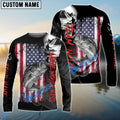 BlueJose Large Mouth Bass Fishing  Black US Flag Sport Custom Name & Team Name 3D Shirts