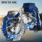 BlueJose Bass Fishing Dark Blue Skin Sport Custom Name & Team Name 3D Shirts