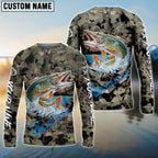 BlueJose Pike Fishing Camouflage Custom Name Shirts