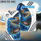 BlueJose Catfish Fishing White Blue Lava Sport Custom Name & Team Name 3D Shirts
