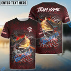 BlueJose Redfish Fishing Red Dragon Scale Lightning Custom Name & Team Name 3D Shirts