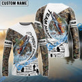 BlueJose Trout Fishing Camo Forest Scene Custom Name & Team Name 3D Shirts