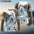 BlueJose Salmon Fishing Camo Forest Scene Custom Name & Team Name 3D Shirts