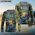 BlueJose Bass Fishing Water Skin Pattern Custom Name & Team Name 3D Shirts
