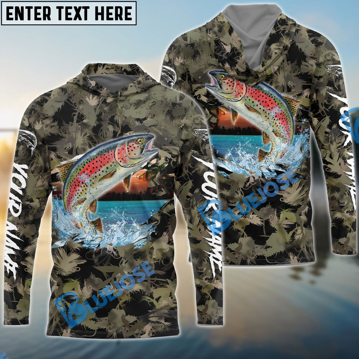 BlueJose Trout Fishing Camouflage Custom Name Shirts