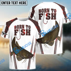 BlueJose "Born To Fish" Catfish Fishing Red Camo Custom Name Fishing Shirts