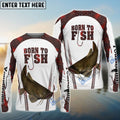 BlueJose "Born To Fish" Catfish Fishing Red Camo Custom Name Fishing Shirts