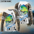 BlueJose Mahi-mahi Fishing Camo Forest Scene Custom Name & Team Name 3D Shirts
