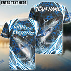 BlueJose Chinook Salmon Fishing Modern Hexagon Water Splash Custom Name & Team Name 3D Shirts