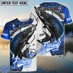 BlueJose Trout Fishing Dark Blue Skin Sport Custom Name & Team Name 3D Shirts