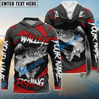BlueJose Walleye Fishing Red Gray Spinning Pattern Custom Name & Team Name 3D Shirts