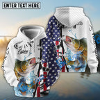 BlueJose Walleye Fishing American Flag Splash Custom Name & Team Name 3D Shirts
